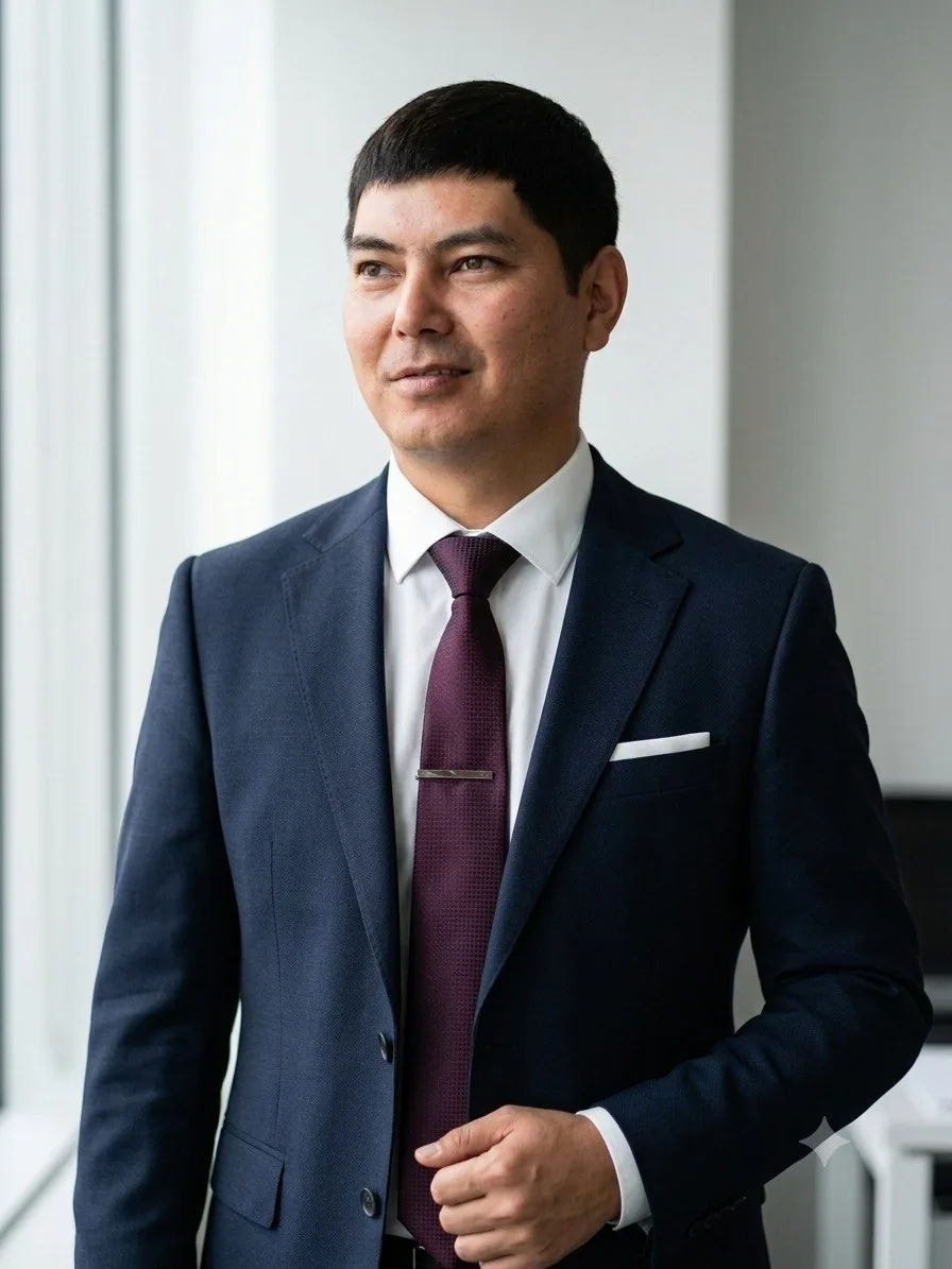Рауан Сулейменов, заместитель генерального директора QMD, портрет у окна